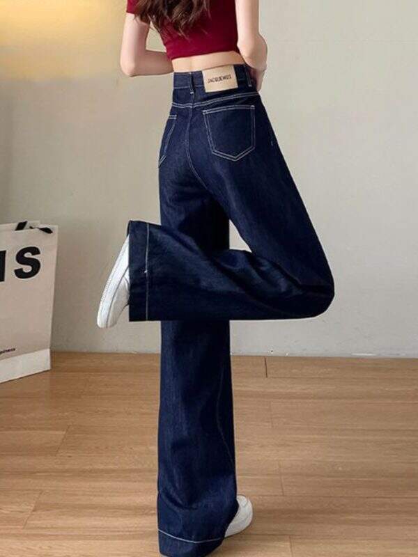 Blue Tencel Straight Tube Soft Jeans - Image 5