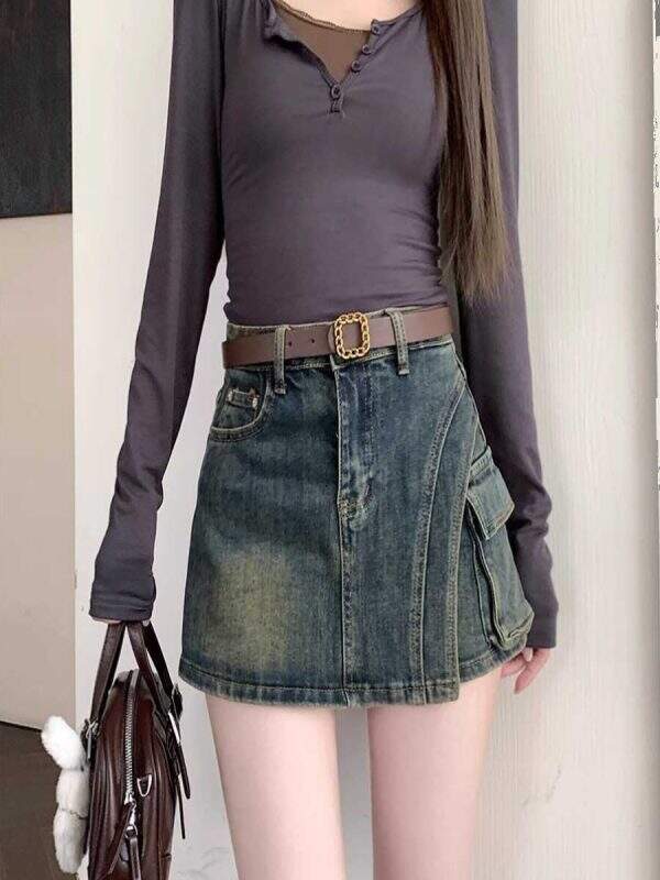 Retro denim short skirt - Image 1