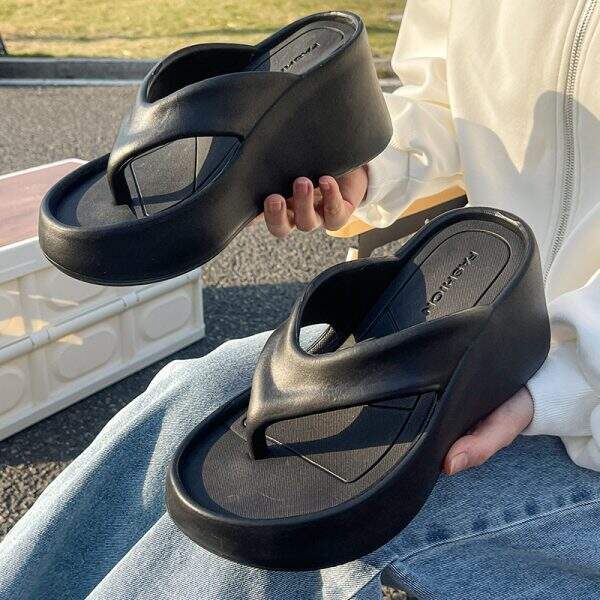 Ultra high heel thick soled flip flops - Image 1