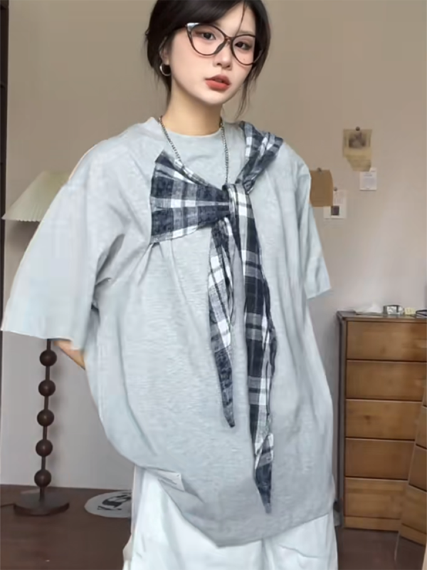 Bow gray short sleeved T-shirt - Image 2
