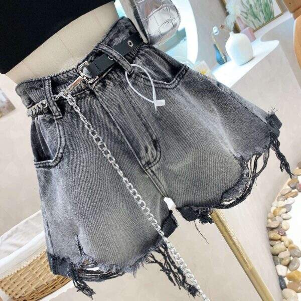 High waisted ripped denim shorts - Image 3