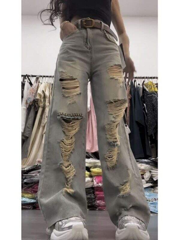 Vintage ripped denim pants - Image 3