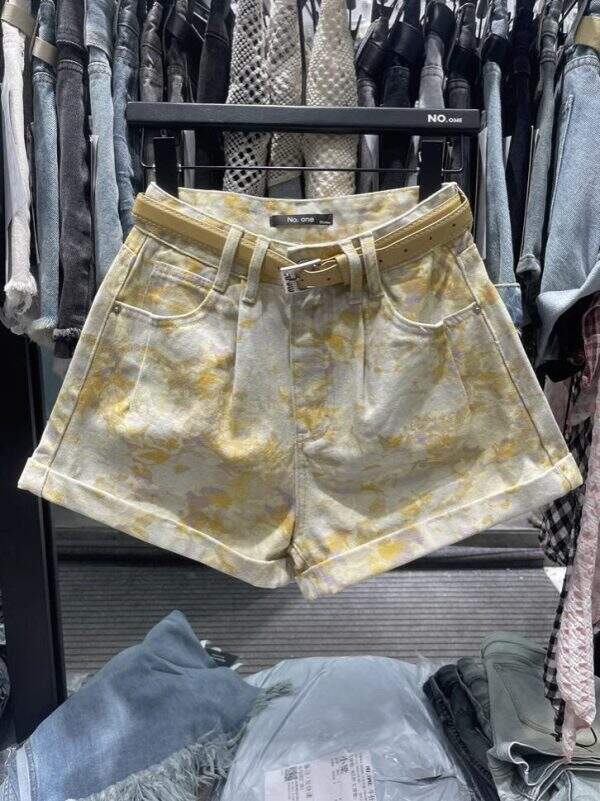 Printed denim shorts - Image 1