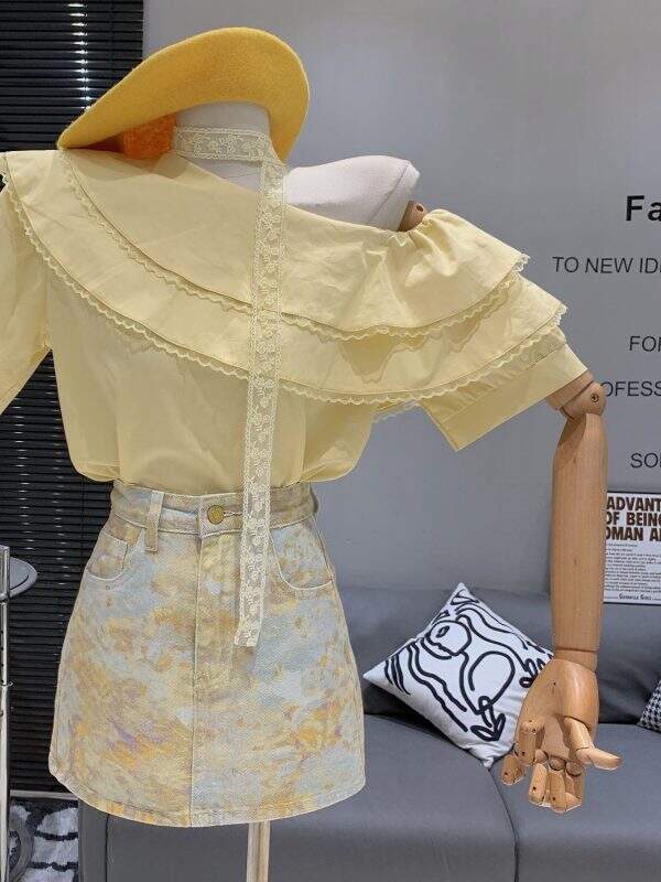 High waisted denim short skirt - Image 3