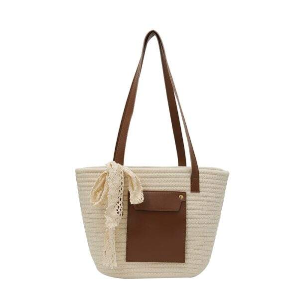 Straw woven tote bag - Image 5