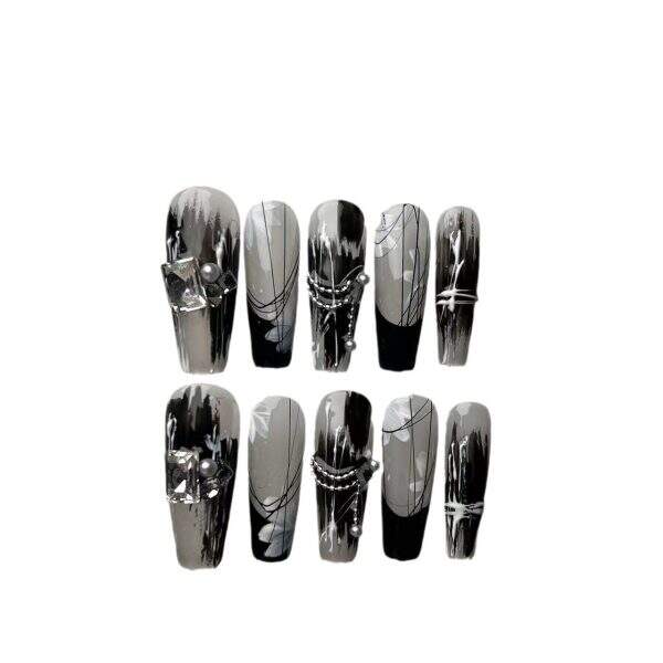 Black hand-painted flowers - Image 5