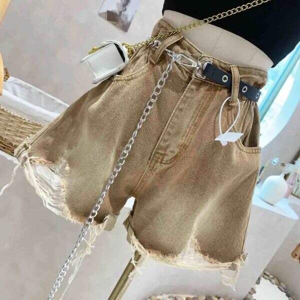 High waisted ripped denim shorts - Image 2