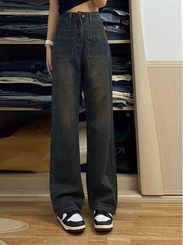 Retro high waisted denim pants - Image 4