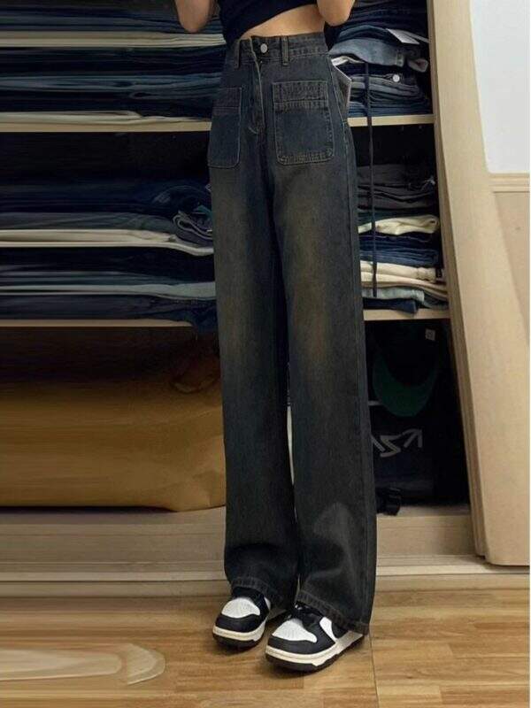 Retro high waisted denim pants - Image 2