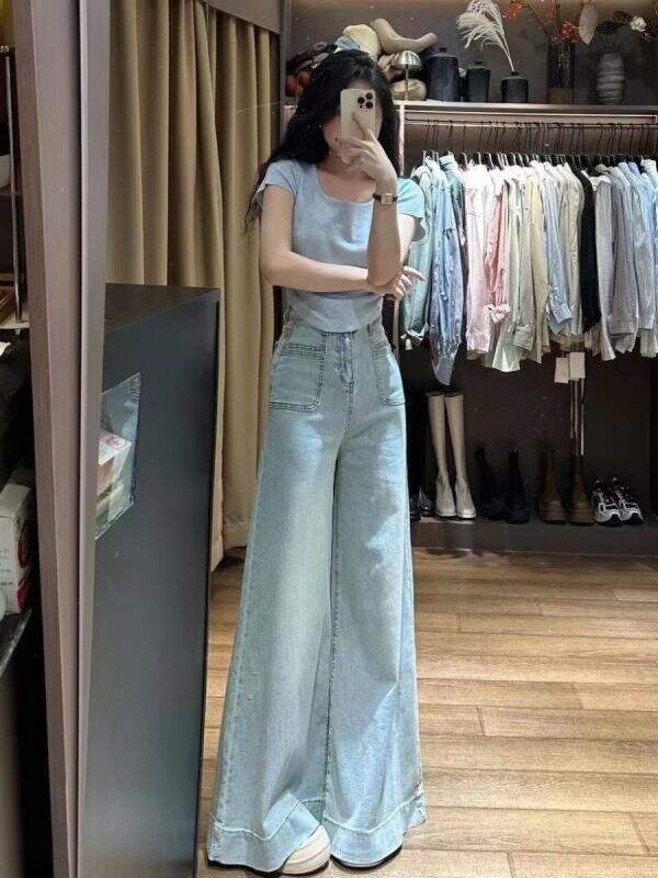 Korean high waisted loose jeans - Image 3