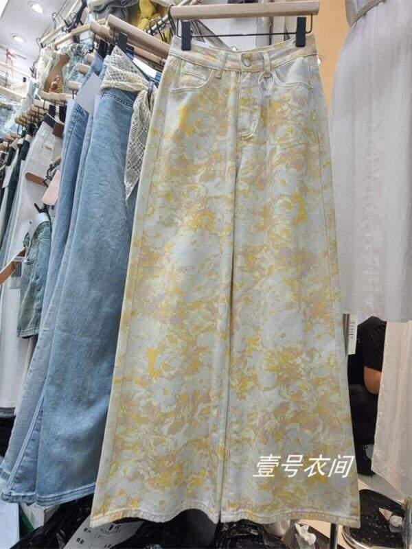 Printed wide leg jeans - Image 1
