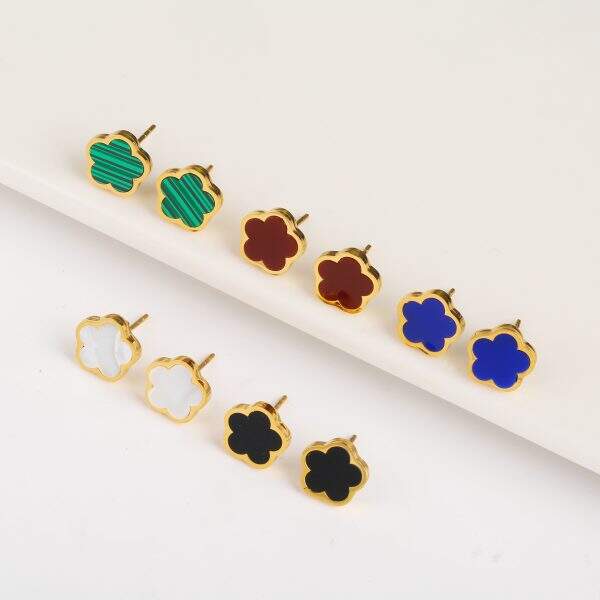 Five leaf flower earrings, bracelet, necklace - Image 4