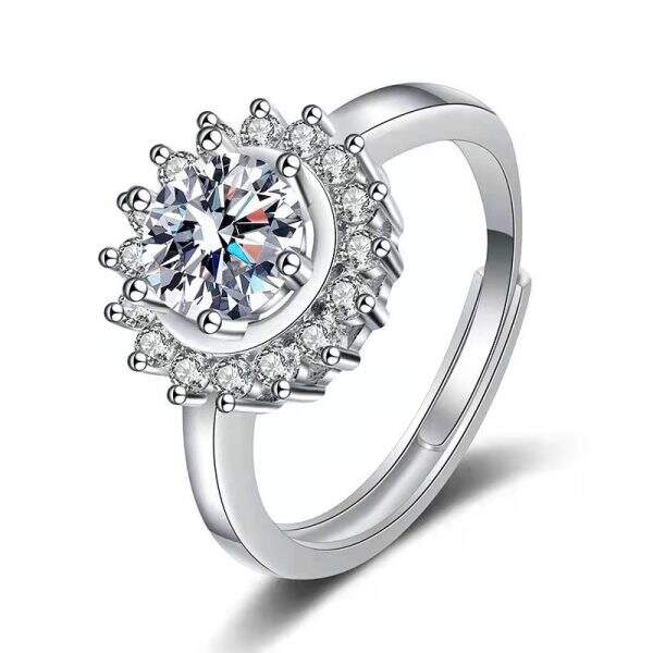 Sunflower diamond necklace ring earrings - Image 5