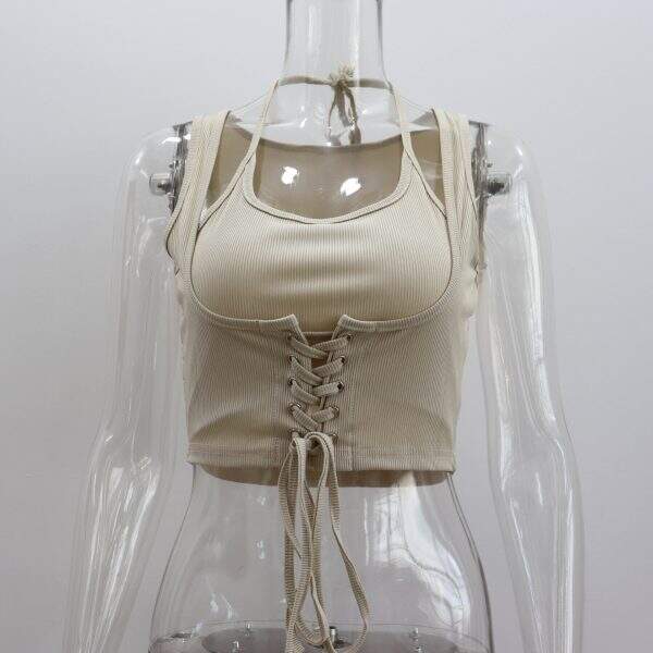 Hanging neck slim fit versatile camisole vest - Image 5