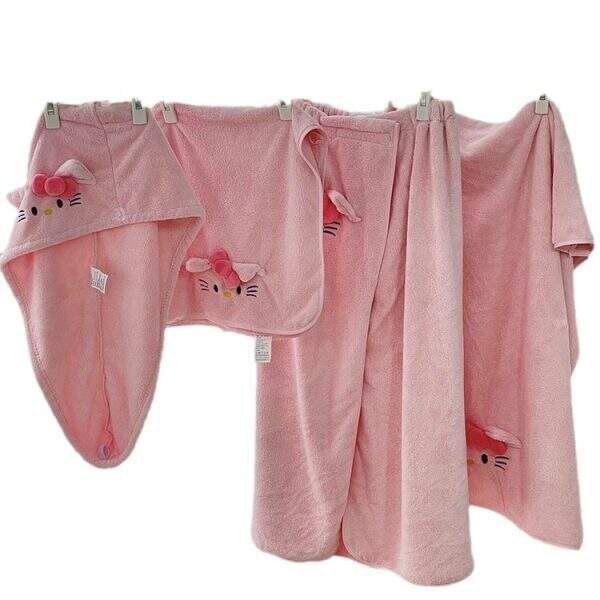 Cute cat coral fleece towel, bath towel - Image 5