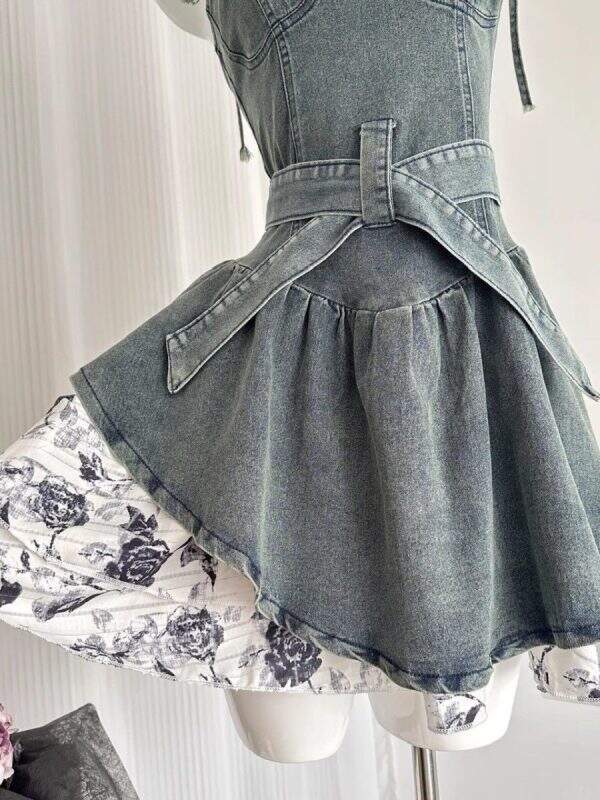 Waist up suspender denim dress - Image 4