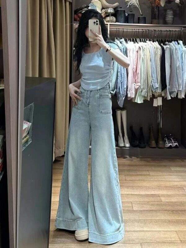Korean high waisted loose jeans - Image 2