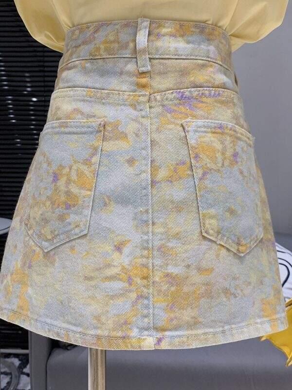 High waisted denim short skirt - Image 4