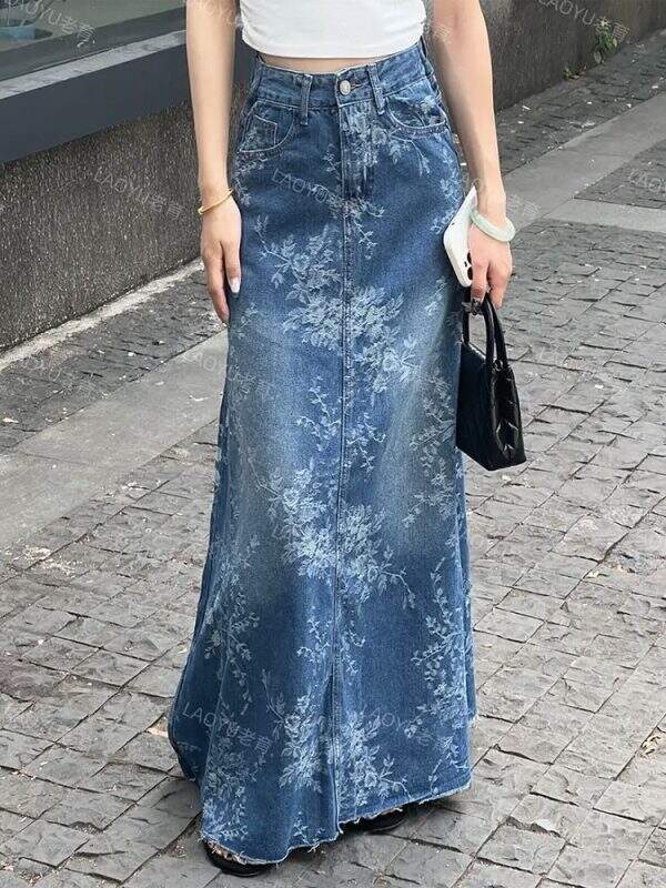Skinny floral fringed long skirt - Image 5