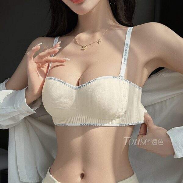 New Fashion Letter Shoulder Strap Half Cup Text Bra - Image 1