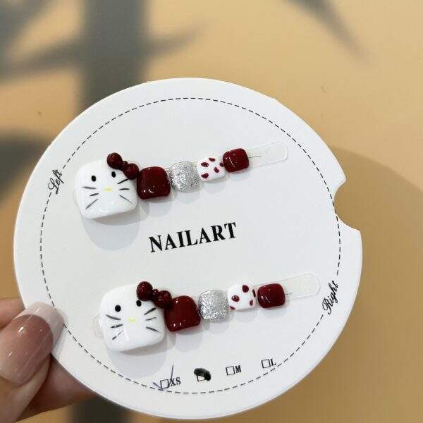 Red Kitty wearable nails - Image 4