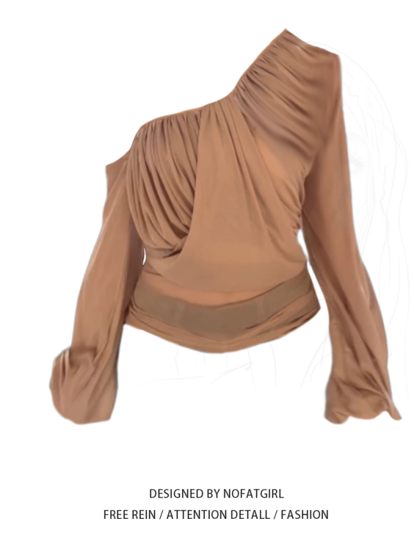 Irregular off shoulder long sleeved top - Image 2