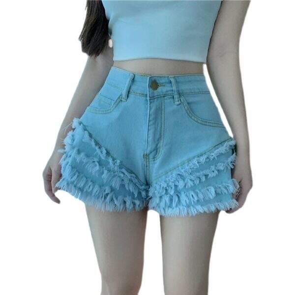 High-waisted denim shorts - Image 5