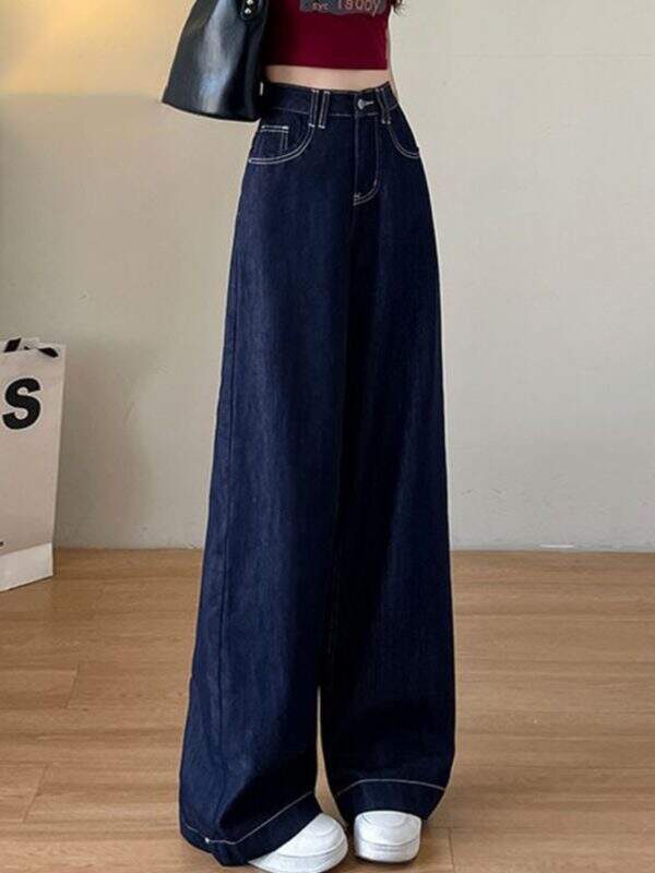 Blue Tencel Straight Tube Soft Jeans - Image 3