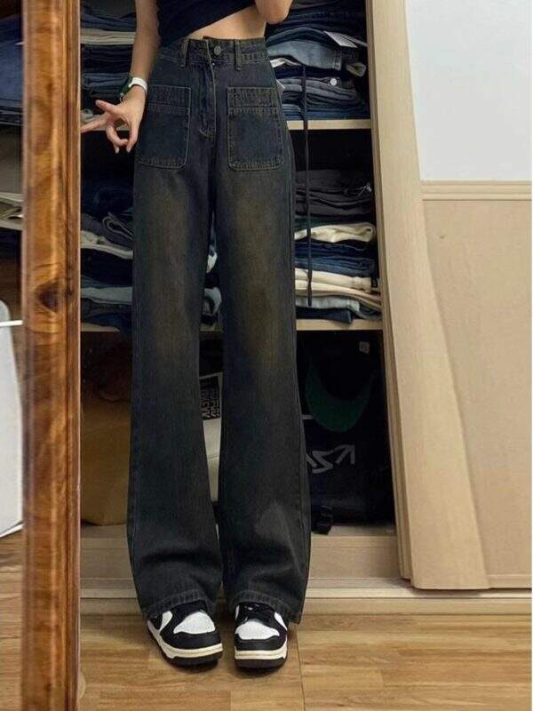 Retro high waisted denim pants - Image 3