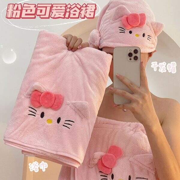 Cute cat coral fleece towel, bath towel - Image 1