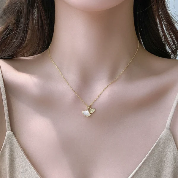 Double Ginkgo Leaf Necklace Outlets Female Accessories - Image 3
