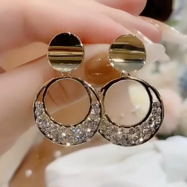 Full Diamond Round Earrings - Image 1