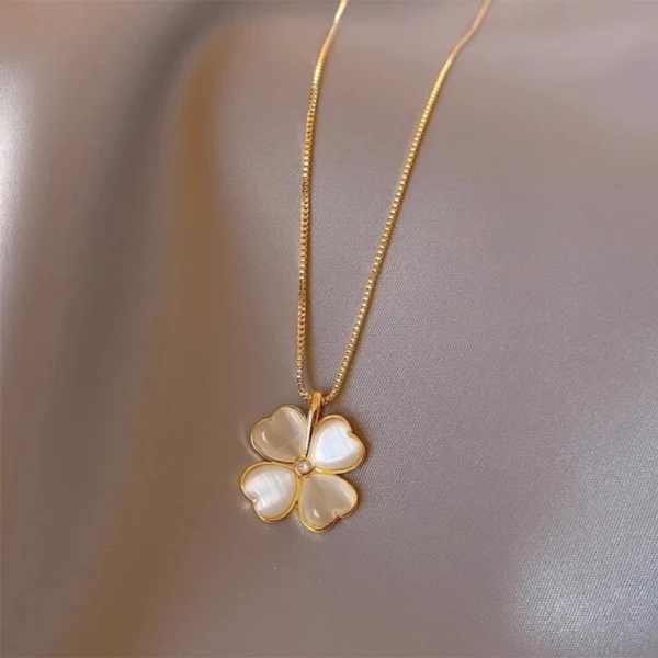 High end cat eye stone clover pendant, women's jewelry - Image 2