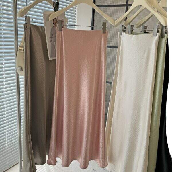 Acetate satin fishtail skirt for women - Image 3