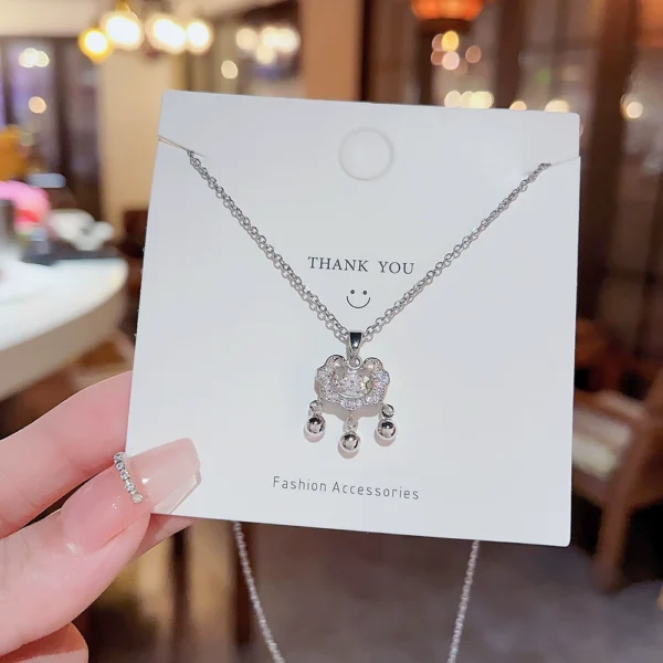 Safe lock pendant collarbone chain outlets for women - Image 3