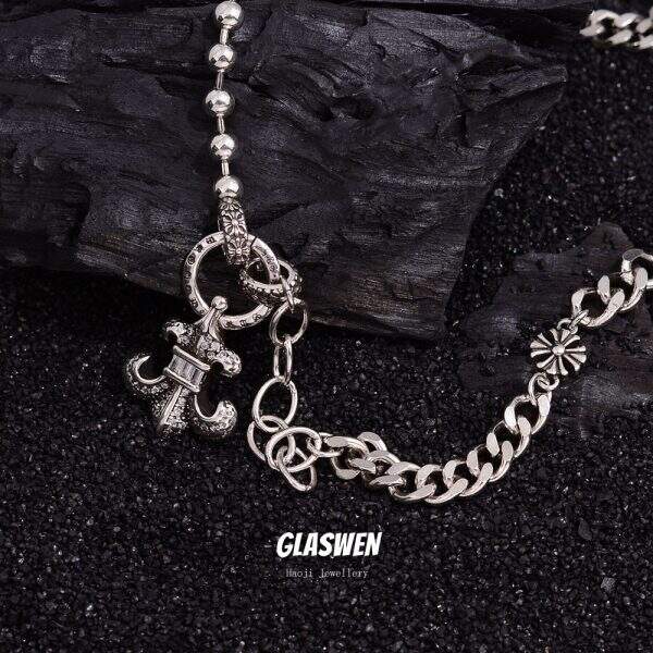 Hip-hop niche full diamond anchor necklace - Image 4