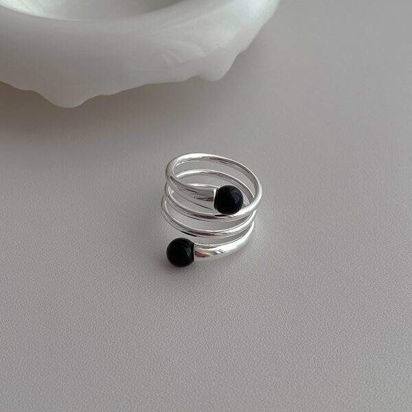 Tiger Eye Stone Metal Spring Ring - Image 5