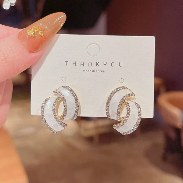 Warehouse style drip oil inlaid diamond ear - Image 1