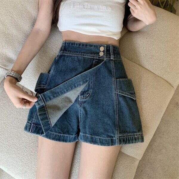 Irregular denim short skirt for women - Image 3