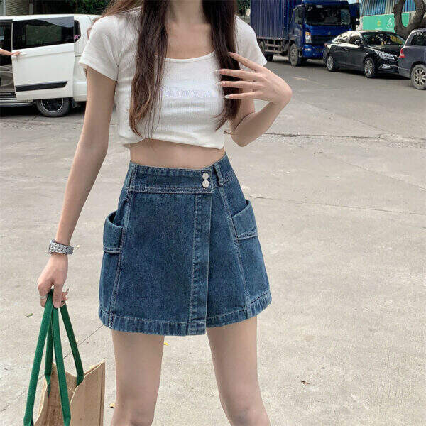 Irregular denim short skirt for women - Image 4