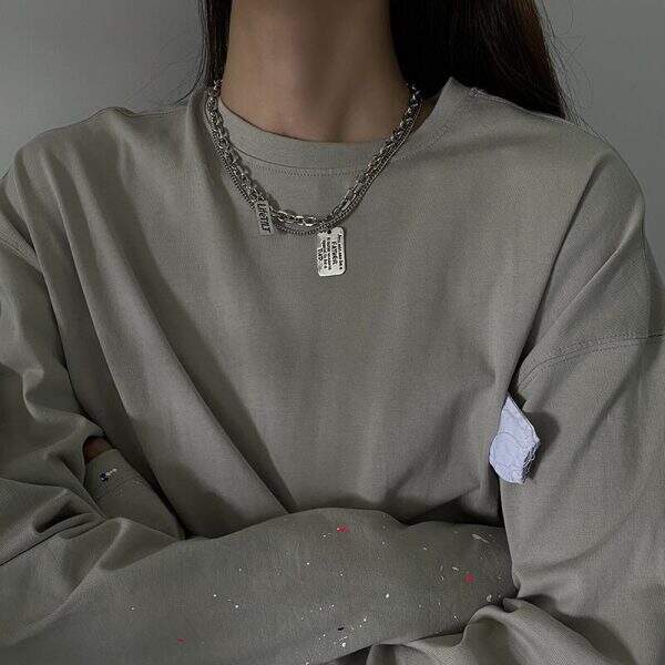 Simple square pendant letter hip-hop necklace - Image 2