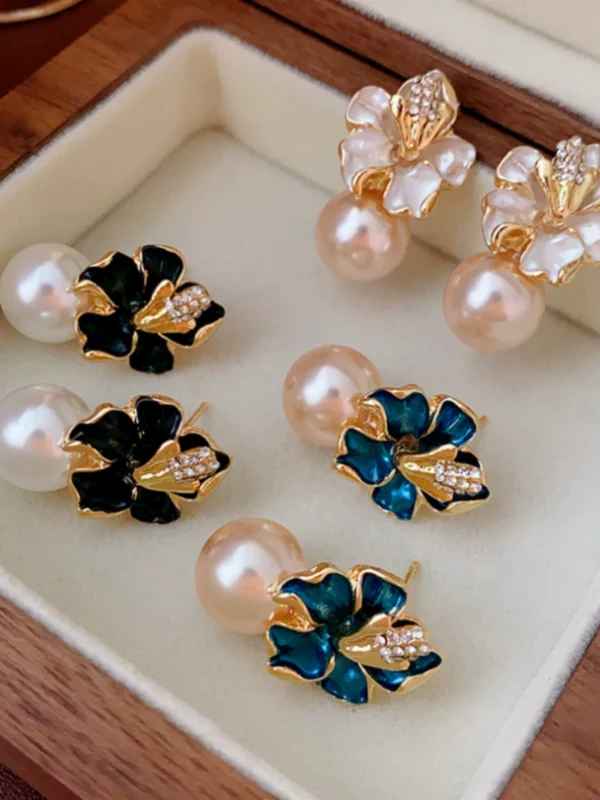 Flower Pearl Earrings Outlets Female - Image 1