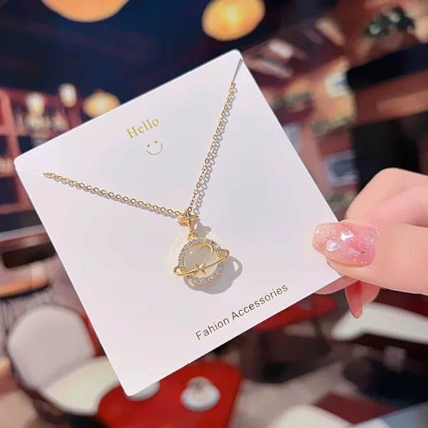 Cat's Eye Stone Planet Necklace - Image 3