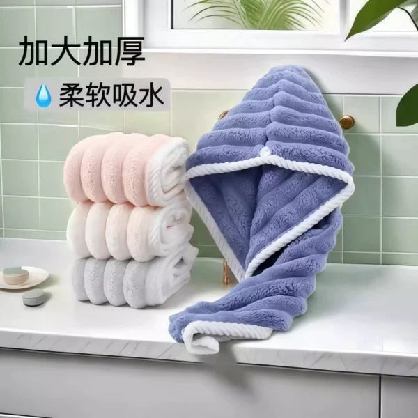 Dry hair cap for women, thickened and super absorbent - Image 2