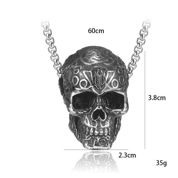 Vintage hip-hop stainless steel skull necklace - Image 3