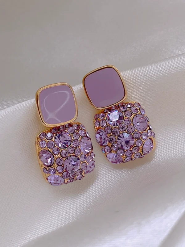 Purple square earrings - Image 2