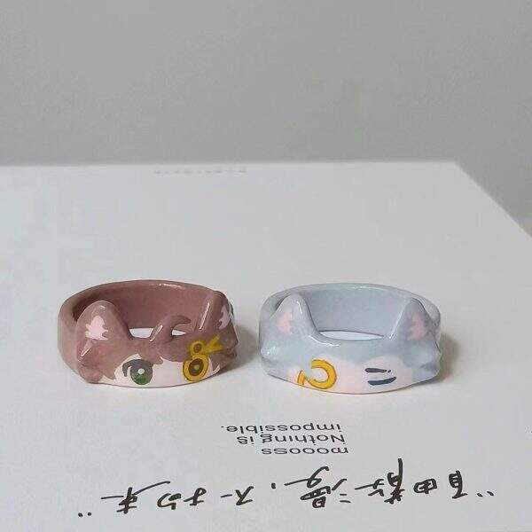 Cartoon Cute Enamel Drop Glazed Cat Ring - Image 2