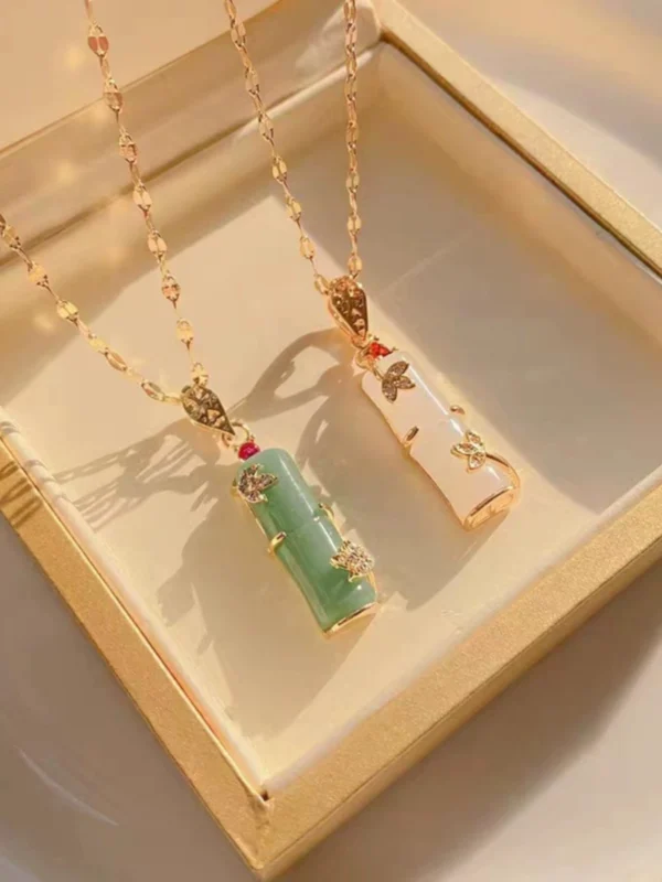 Bamboo pendant collarbone chain - Image 2