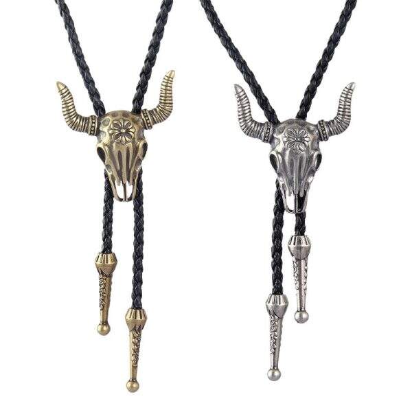 Cross border long leather alloy cow head necklace - Image 5