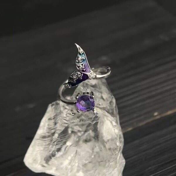 Purple zircon fish tail ring with niche design - Image 4